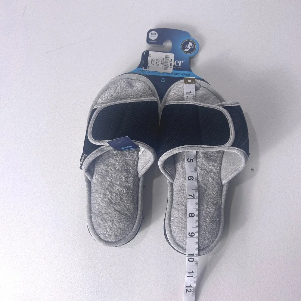 Isotoner Womens Memory Foam Slipper Slides Black Grey Size Medium 7.5-8 NEW - Picture 7 of 8